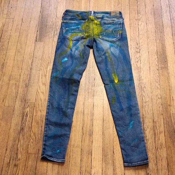 American Eagle Outfitters Super Stretch Jeggings Size 4 Graphic Art Design - Picture 12 of 16
